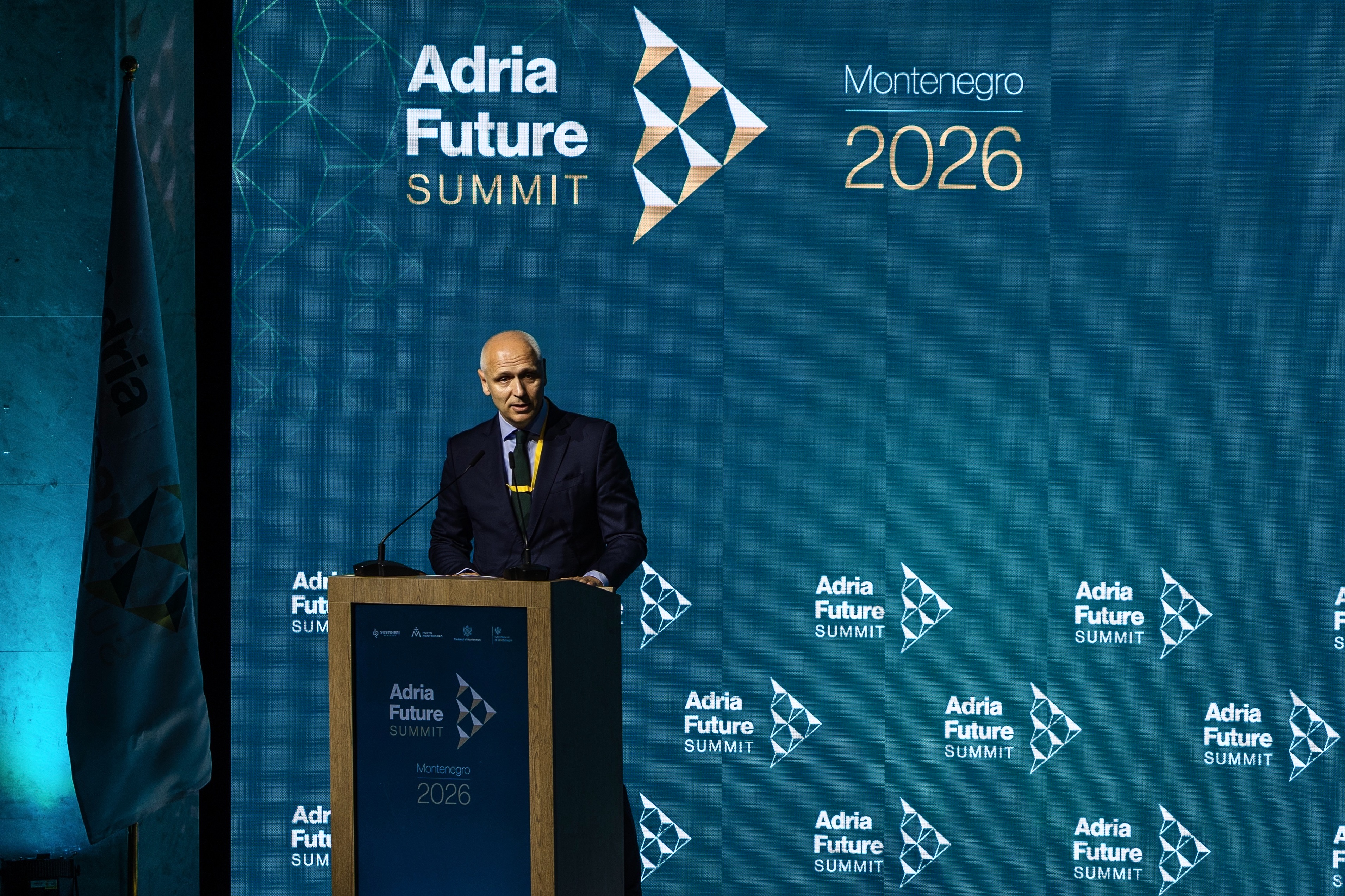 Secretary General of the Regional Cooperation Council (RCC), Amer Kapetanović, at the opening of the Adria Future Summit in Tivat on 22 April 2026 (Photo: Courtesy of Adria Future Summit)