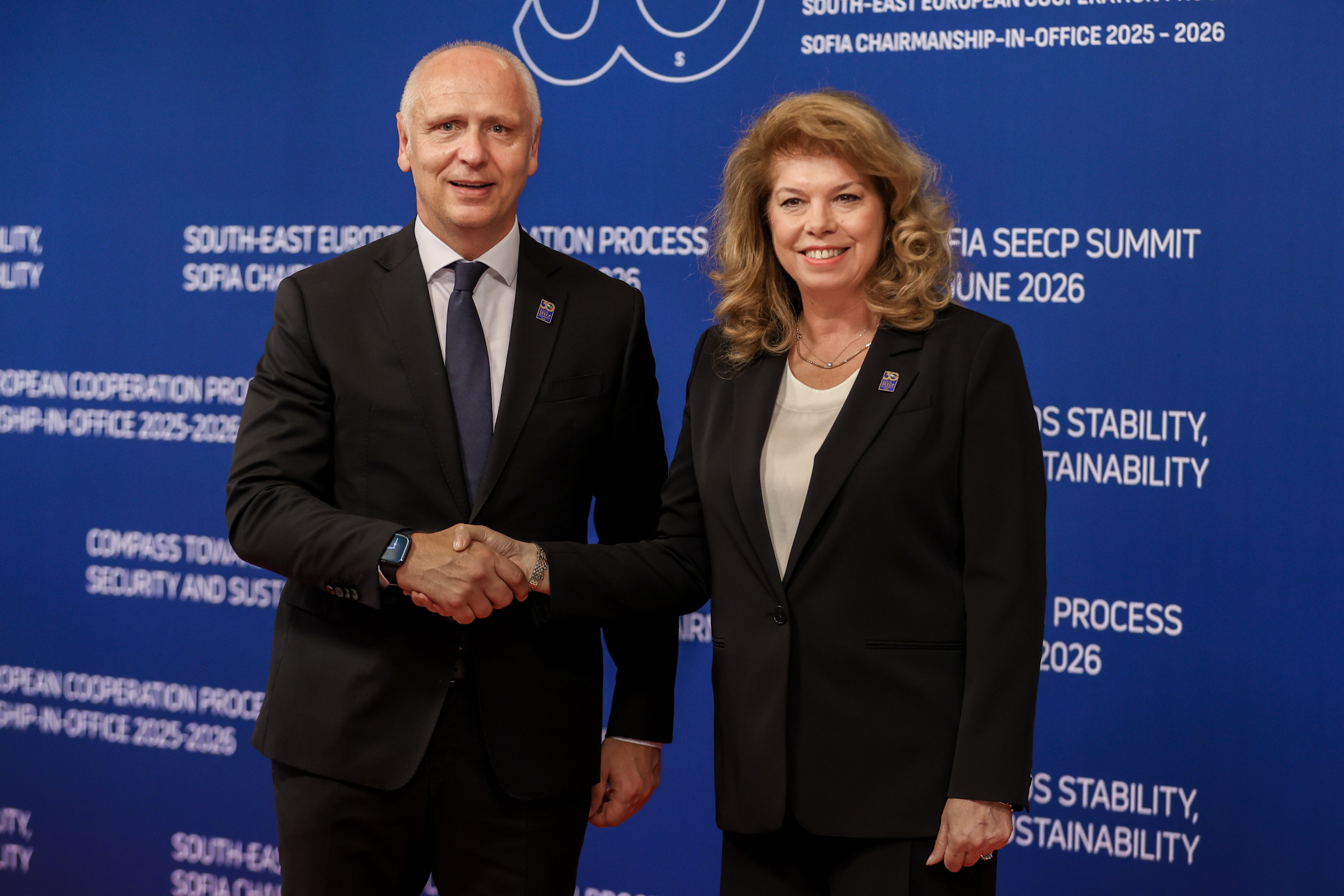 RCC Secretary General Amer Kapetanovic with the President of Bulgaria Iliana Iotova at the SEECP Leader's Summit held in Sofia on 10 June 2026 (Photo: RCC/Stefan Vasilev)