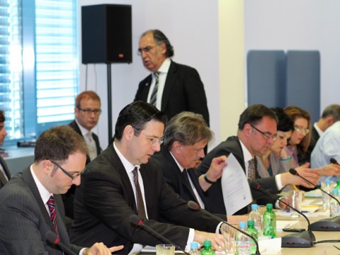 Participants of the 20th meeting of the Regional Cooperation Council (RCC) Board, held in Sarajevo, Bosnia and Herzegovina, on 25 April 2013. (Photo: RCC/Selma Ahatovic-Lihic)