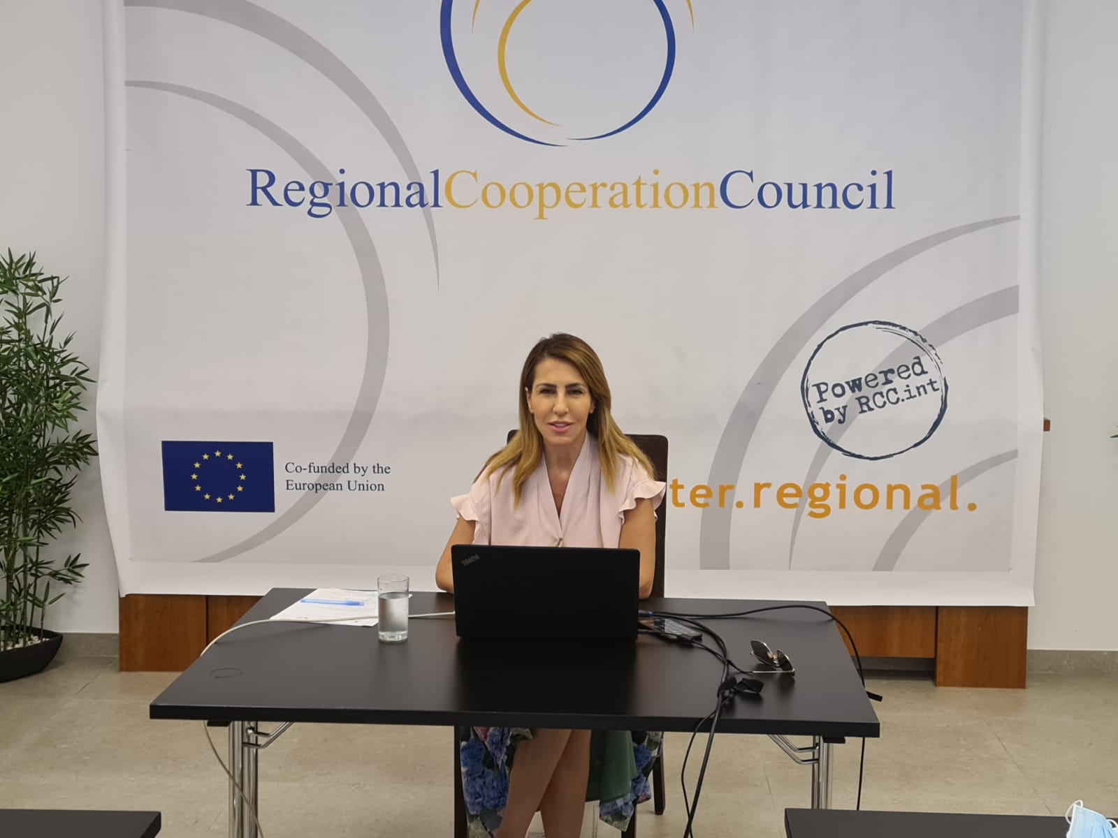 RCC Secretary General Majlinda Bregu at the Ministerial meeting on Roma Integration which took place in Sarajevo on 28 June 2021 (Photo: RCC/Armin Durgut)