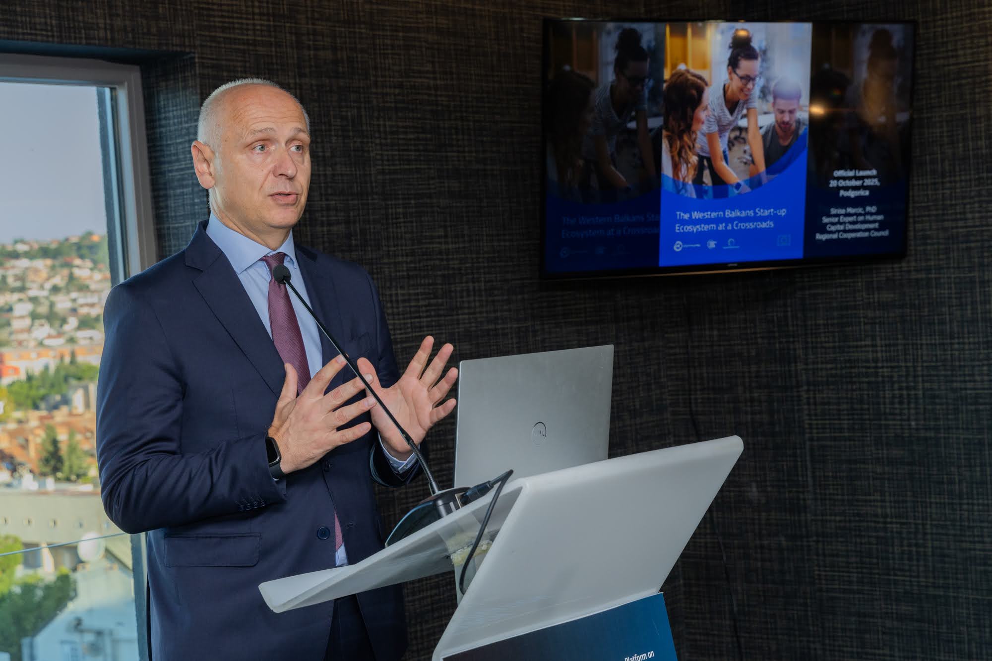 RCC Secretary Genera Amer Kapetanovic joined the Ministerial Meeting on Research and Innovation where he presented the joint study “The Western Balkans Start-up Ecosystem at a Crossroads”, in Podgorica on 20 October 2025 (Photo: RCC/Danilo Papic)