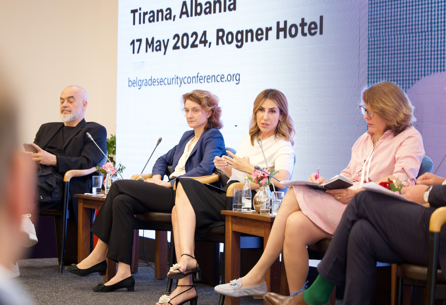 RCC Secretary General speaking at the Belgrade Security Conference (BSC) Leaders Meetings Discussion, in Tirana on 17 May 2024 (Photo: RCC/Henri Koci)