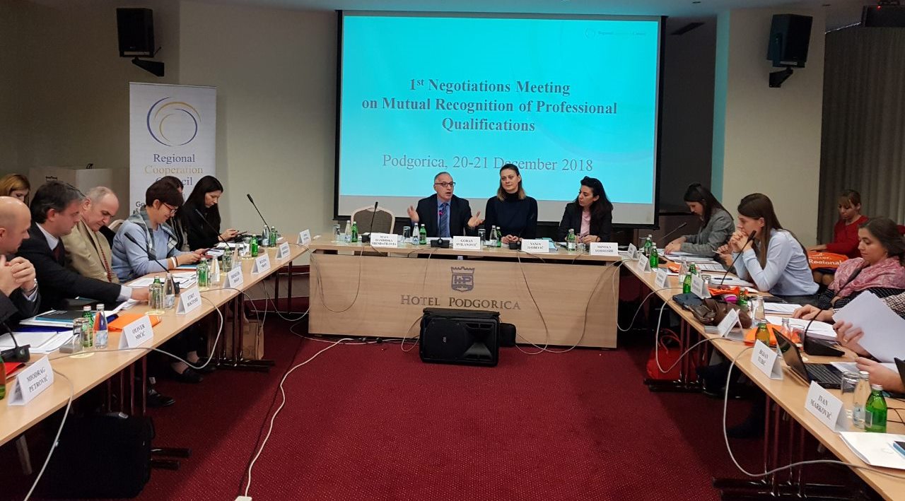 Western Balkan Six kick-off negotiations on mutual recognition of professional qualifications in Podgorica 20-21 December 2018 (Photo: RCC)  