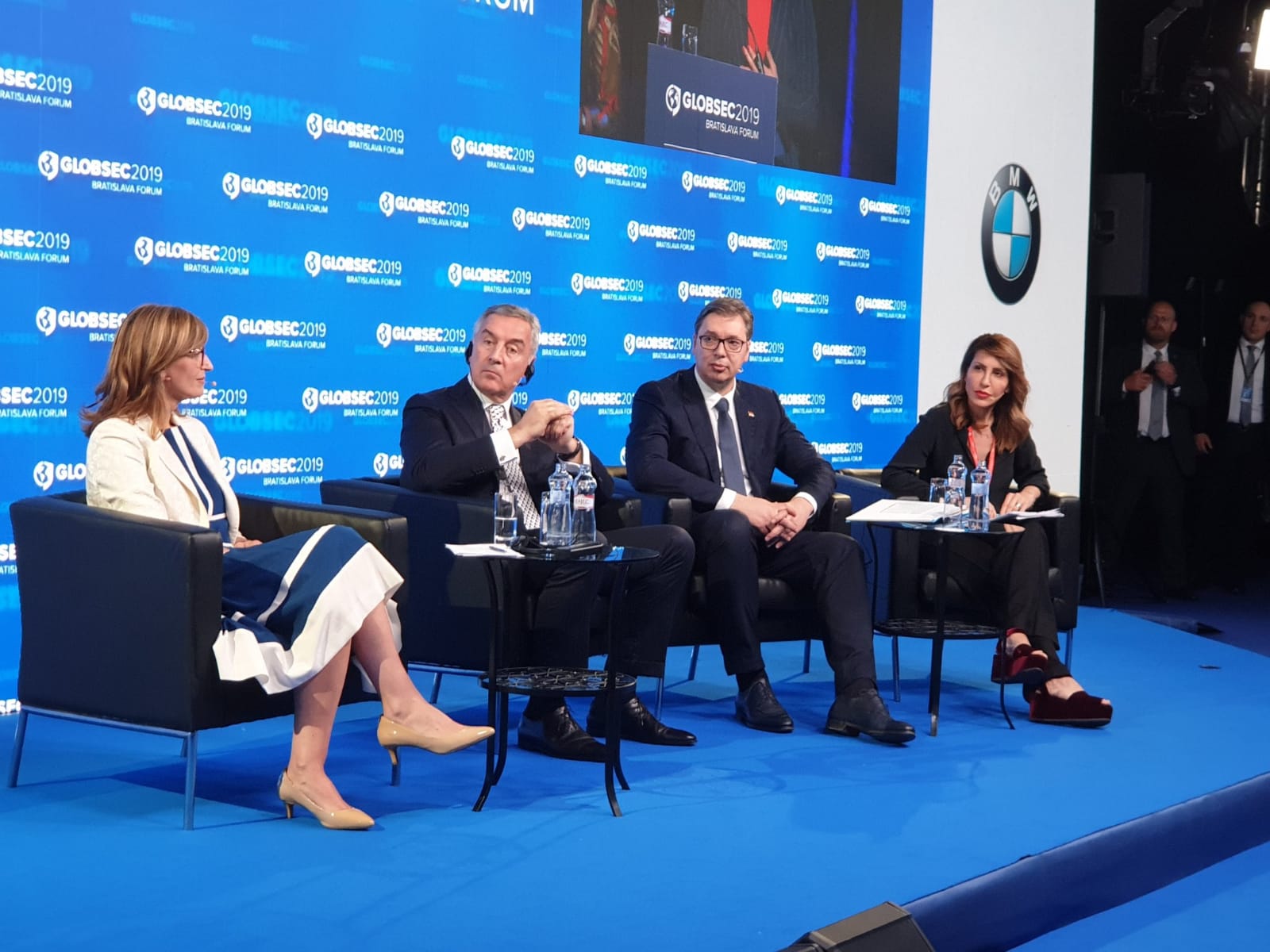 RCC Secretary General, Majlinda Bregu at the GLOBSEC 2019 Forum speaking at the panel ‘Western Balkans: drifting away from Europe?”, together with presidents of  Montenegro and Serbia, Milo Djukanovic and Aleksandar Vucic  and Bulgarian Minister of Foreign Affairs, Ekaterina Zaharieva, in Bratislava on 7 June 2019 (Photo: RCC/Ratka Babic)
