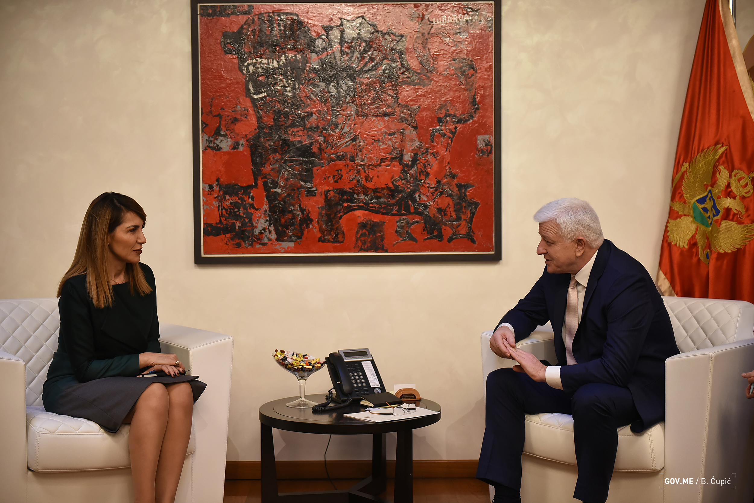 Secretary General of the Regional Cooperation Council (RCC), Majlinda Bregu with the Prime Minister of Montenegro, Duško Marković, in Podgorica on 22 February 2019 (Photo: Courtesy of the Government of Montenegro)