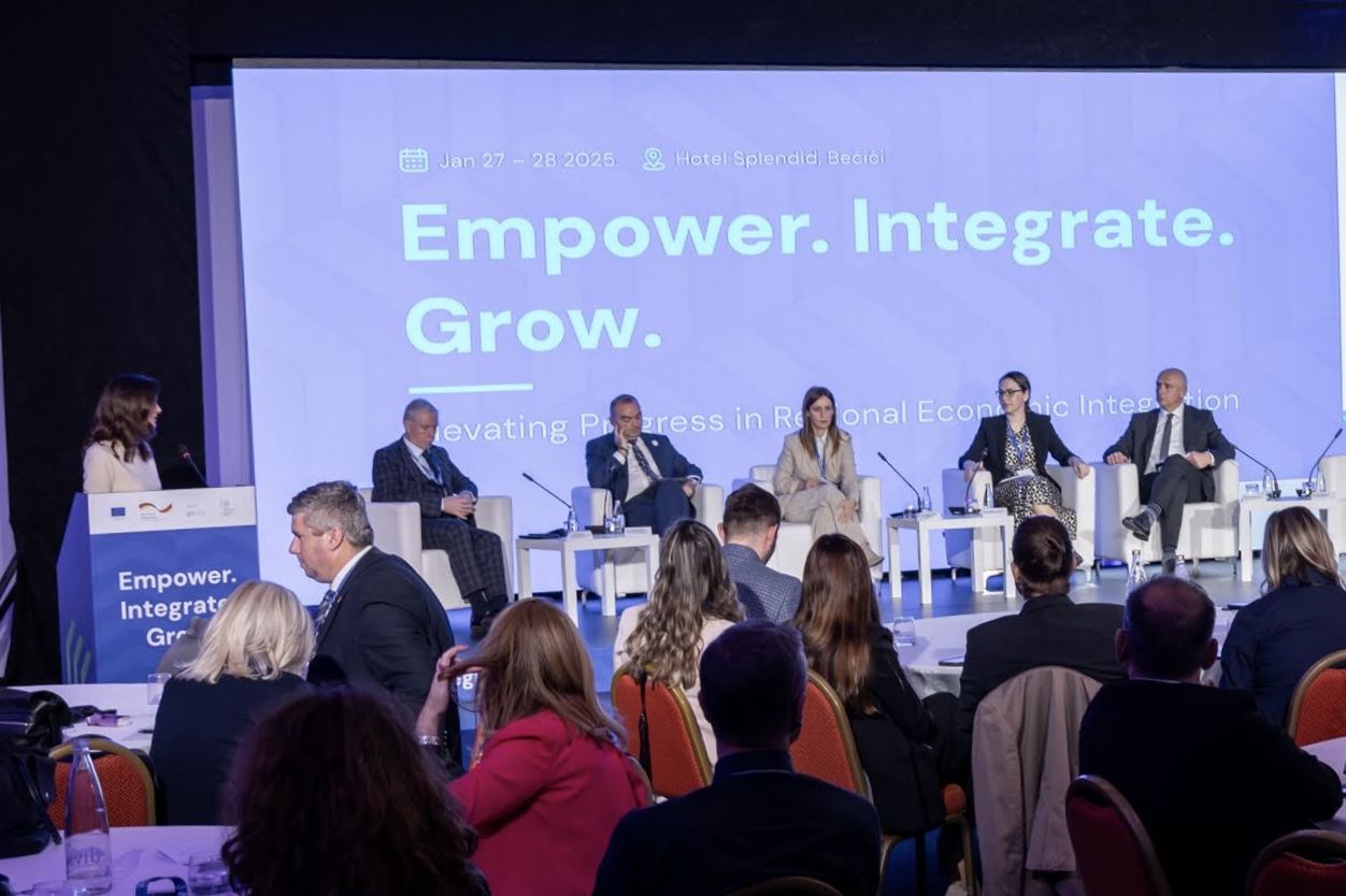 Panelists, including RCC Secretary General Amer Kapetanovic at the High-Level Conference on Regional Economic Integration: Empower. Integrate. Grow., held in Becic, Montenegro on 28 January 2025 (Photo: RCC/Danilo Papic)
