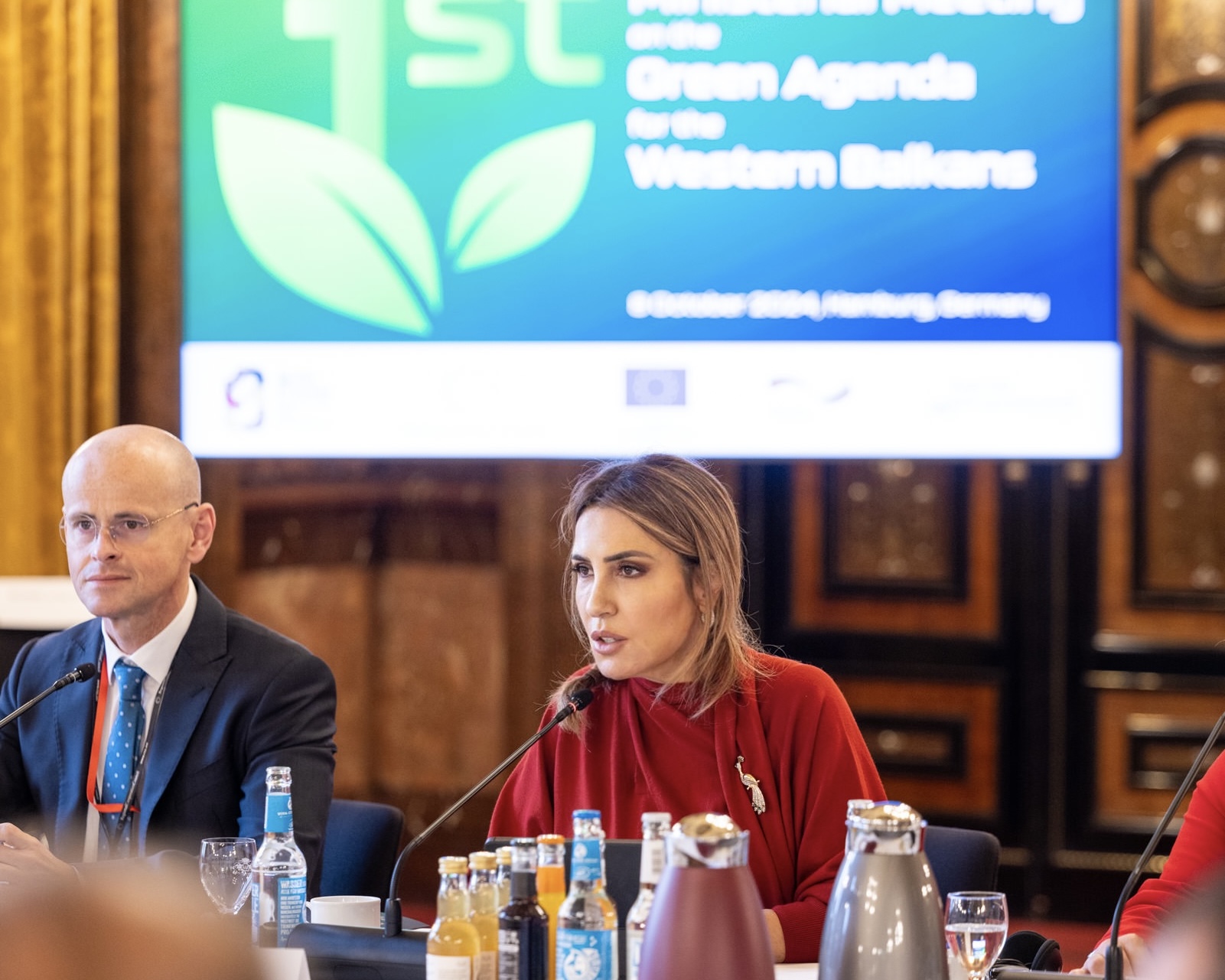 RCC Secretary General Majlinda Bregu opening the Western Balkans Six Meeting on the Green Agenda, on 8 October 2024 in Hamburg, Germany (Photo: RCC/Markus Haaser)