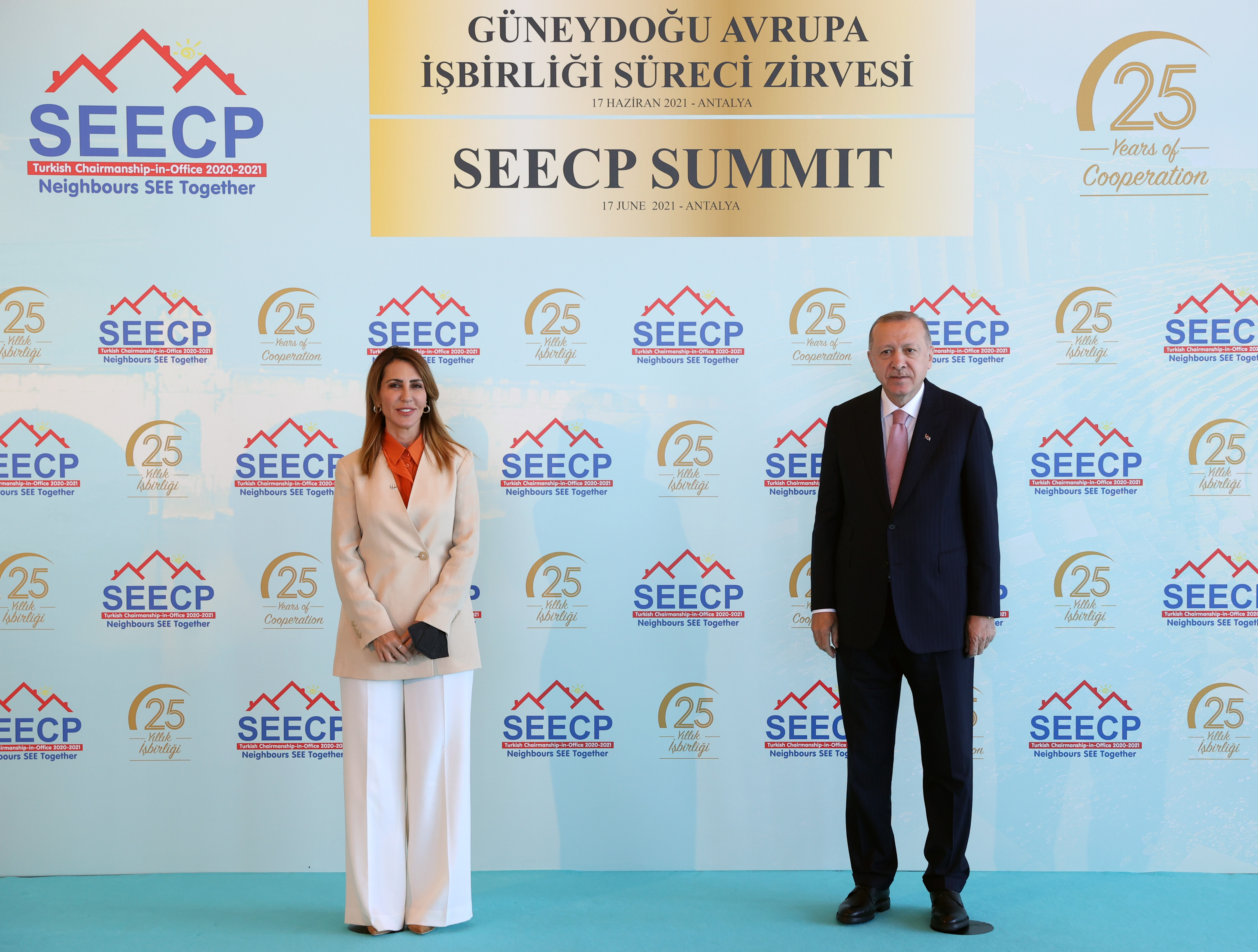 RCC Secretary General Majlinda Bregu with Recep Tayyip Erdogan, President of Turkey at the SEECP Summit held in Antalya on 17 June 2021 (Photo: RCC/Murat Yilmiz)