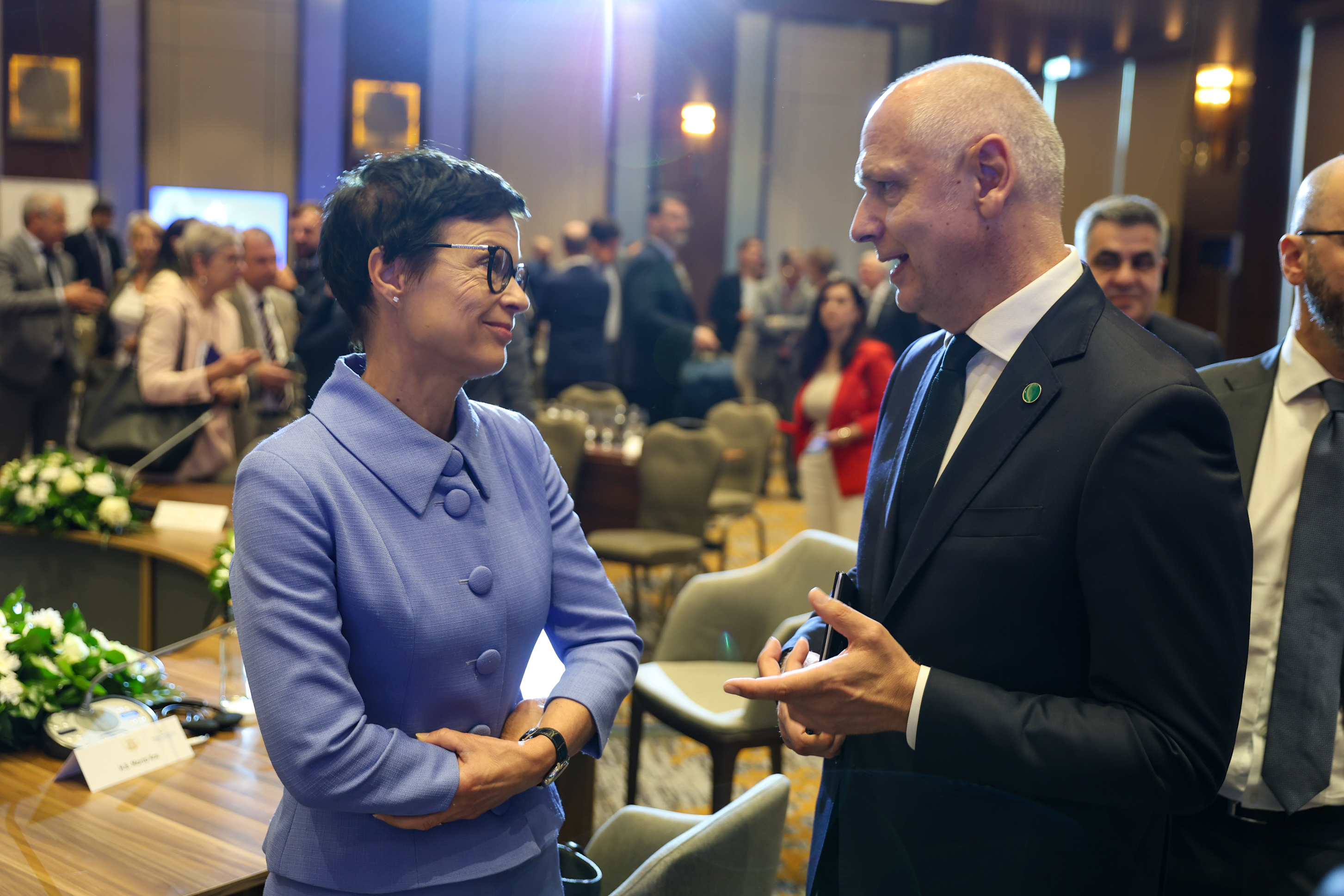 RCC Secretary General Amer Kapetanovic with Marta Kos, European Commissioner for Enlargement in Skopje during the Growth Plan Summit held on 1 July 2025 (Photo: RCC/Ognen Acevski)