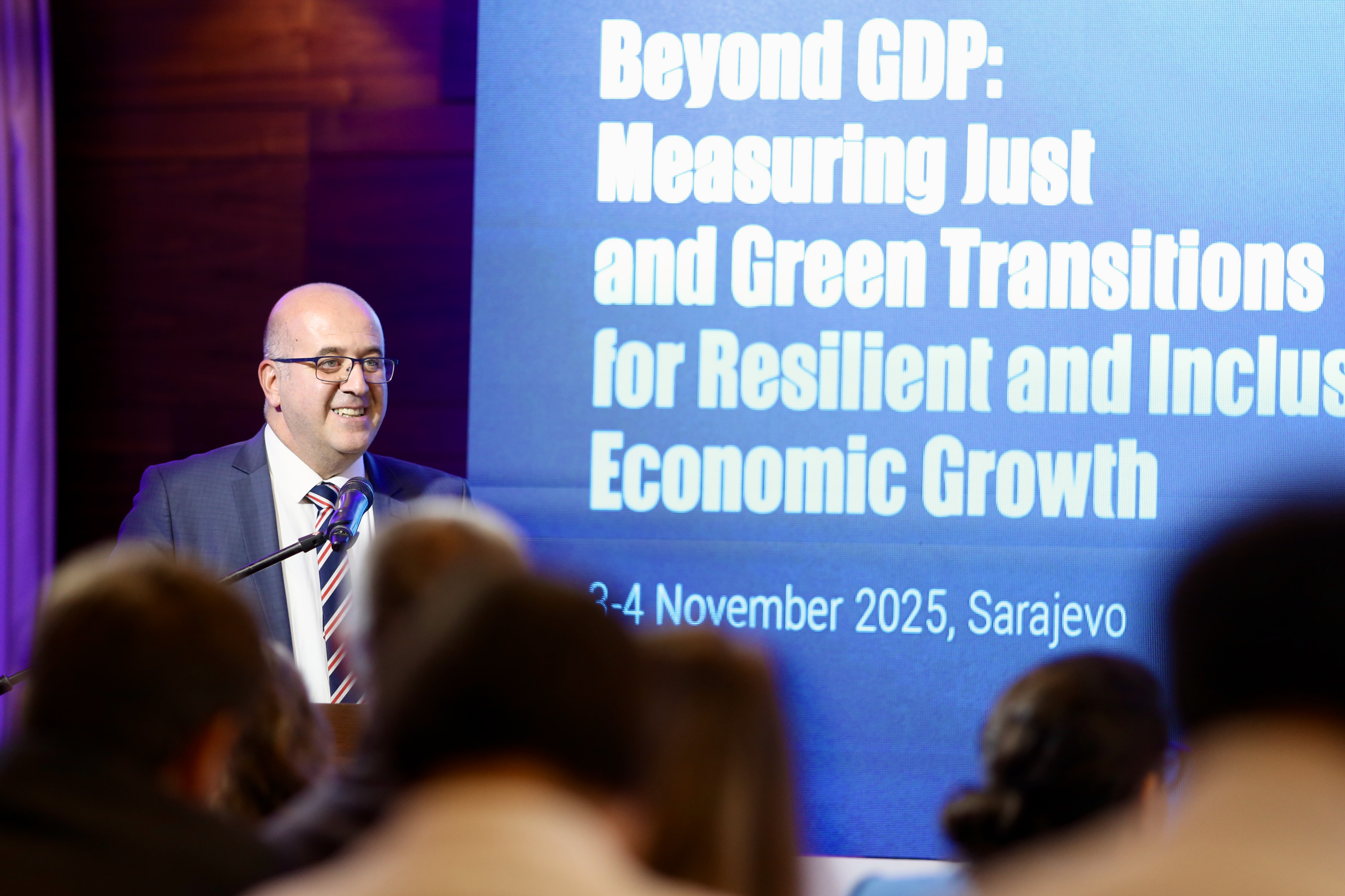 RCC Deputy Secretary General Umut Ergezer closed the academic conference “Beyond GDP: Measuring Just and Green Transitions for Resilient and Inclusive Economic Growth” held on 3-4 November 2025 in Sarajevo (Photo: RCC/Jasmin Sakovic)