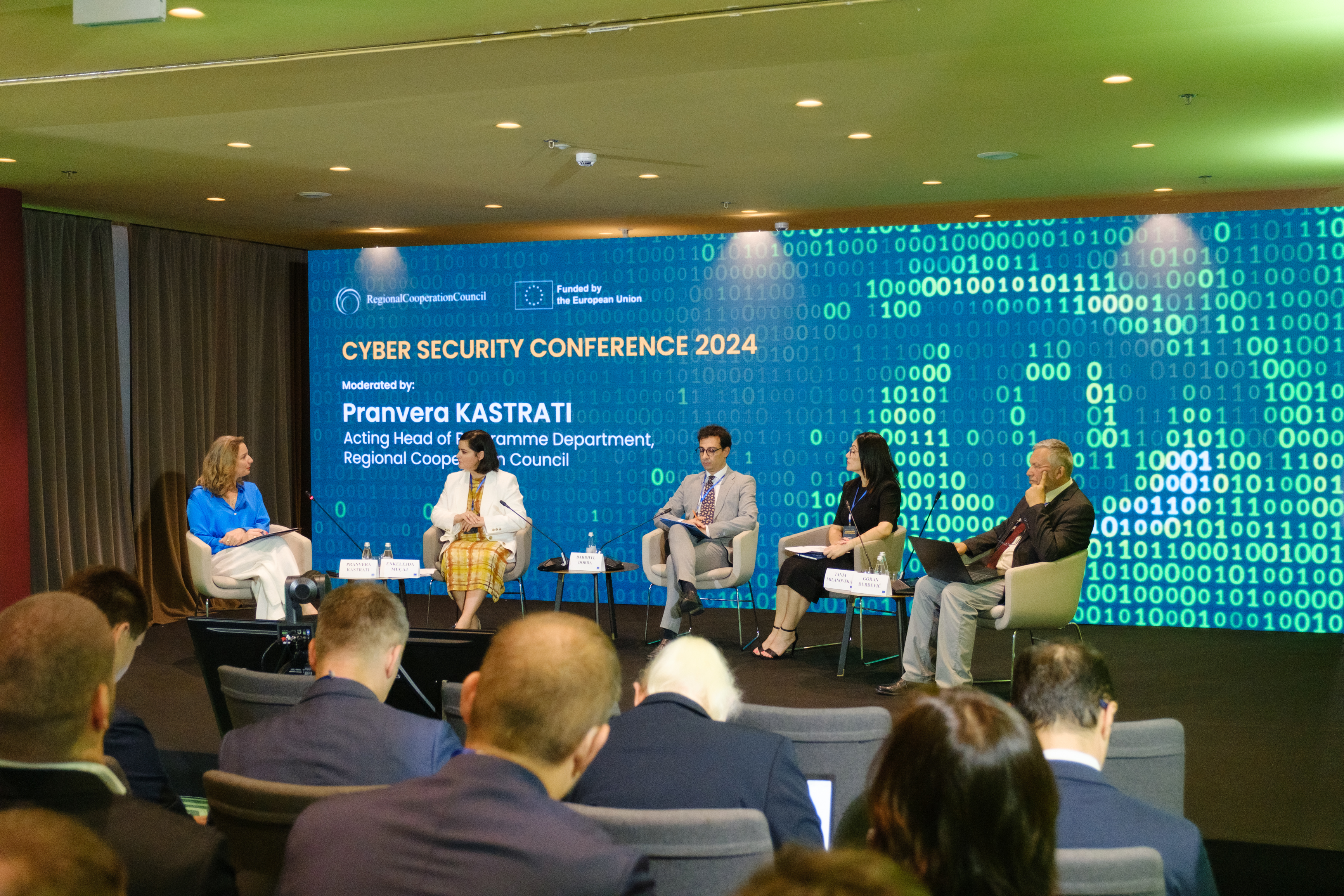 High-level panel: Strategic discussion on cybersecurity priorities in the Western Balkans region for the next four years at the second Western Balkan High-Level Cybersecurity Conference in Tirana on 9 July 2024 (Photo: Armand Habazaj) 