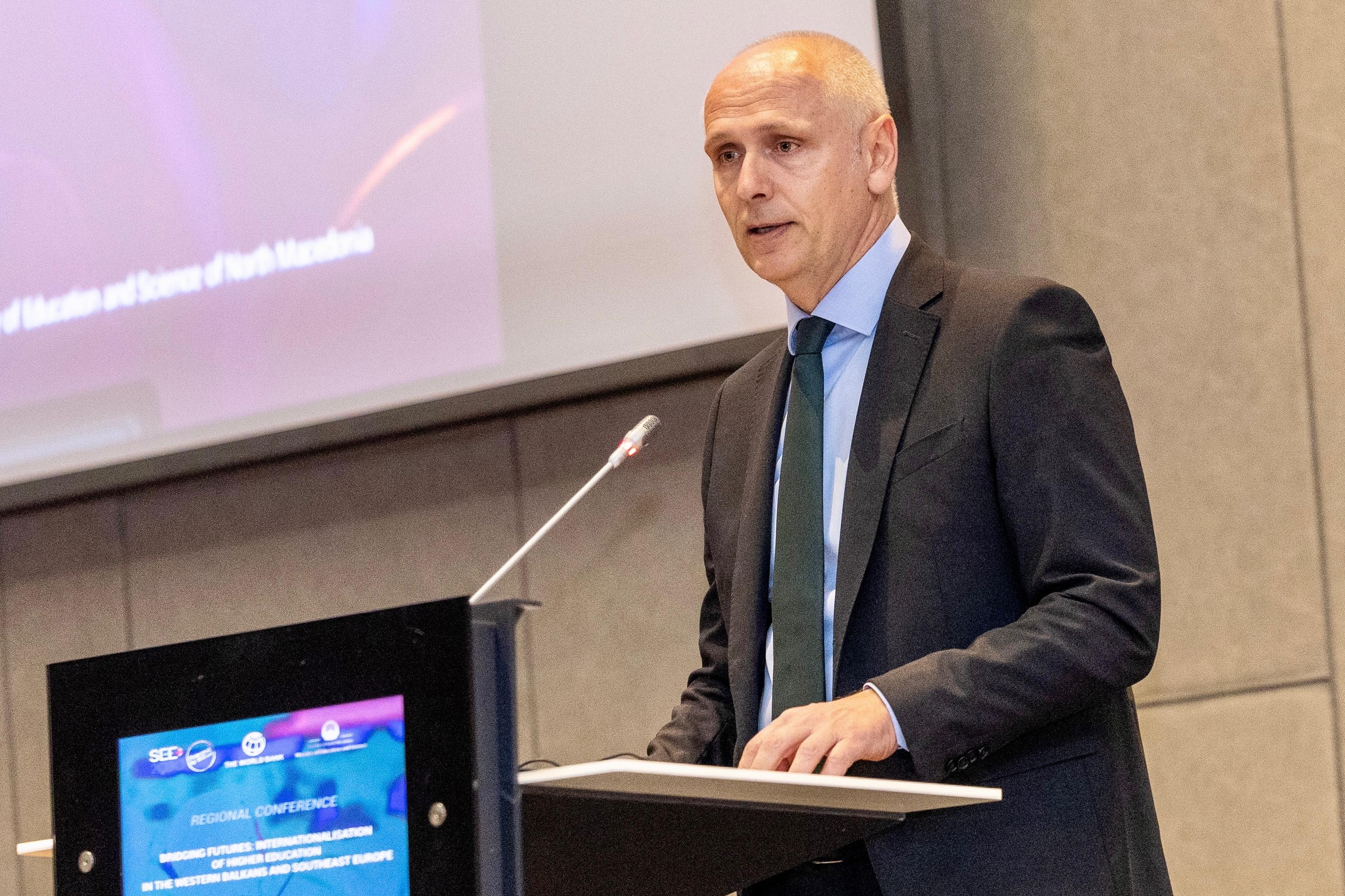 Amer Kapetanovic, RCC Secretary General, opening regional conference on higher education internationalisation in the Western Balkans and South East Europe on 26 March 2026 in Skopje (Photo: RCC/Ognen Acevski)