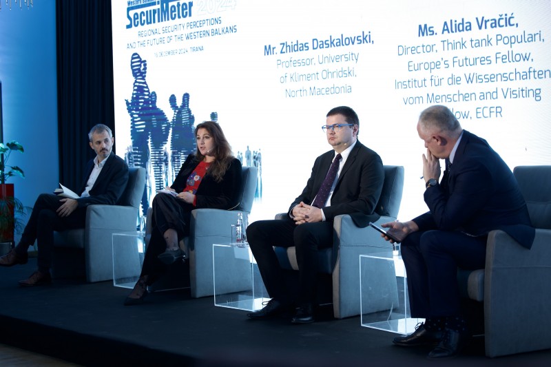 Panel discussion “From Perceptions to Policies: Addressing Security, Governance, and Trust in the Western Balkans” at the SecuriMeter 2024 data presentation, on 16 December 2024 in Tirana (Photo: RCC/Henri Koci)