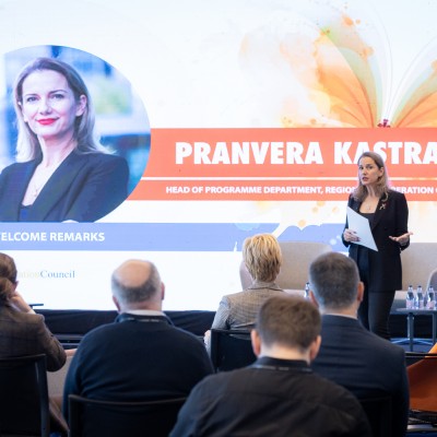 Pranvera Kastrati, Head of RCC's Programme Department opened the third annual Regional Butterfly Innovation Forum in Podgorica on 26 November 2024 (Photo: RCC/Danilo Papic)