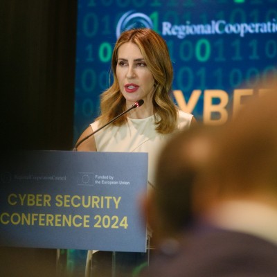 RCC Secretary General Majlinda Bregu at the second High-Level Conference on “Cybersecurity Challenges and Opportunities in the Western Balkans” in Tirana on 9 July 2024 (Photo: RCC/Armand Habazaj)