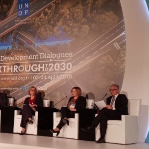 Regional Cooperation Council (RCC) Secretary General Goran Svilanovic (first on the right) taking part in ‘Peace and governance- what’s at stake?’ Panel at Istanbul Development Dialogues – Breakthrough to 2030, in Istanbul, 4 April 2018 (Photo: UNDP)