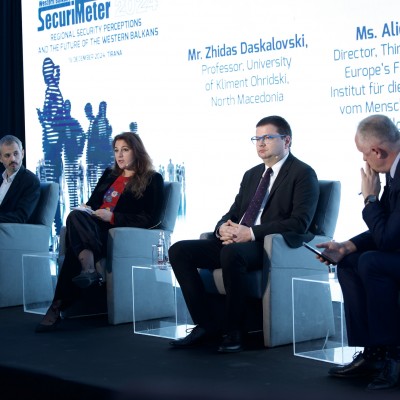 Panel discussion “From Perceptions to Policies: Addressing Security, Governance, and Trust in the Western Balkans” at the SecuriMeter 2024 data presentation, on 16 December 2024 in Tirana (Photo: RCC/Henri Koci)