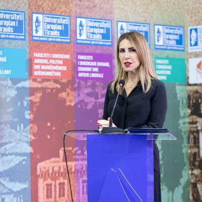 European University of Tirana awarded RCC Secretary General Majlinda Bregu for her contribution to regional cooperation and EU integration (Photo: RCC/Henri Koci)