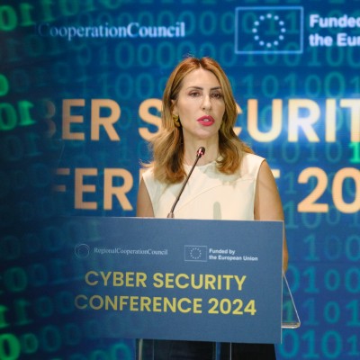 RCC Secretary General Majlinda Bregu opening the second High-Level Conference on “Cybersecurity Challenges and Opportunities in the Western Balkans” in Tirana on 9 July 2024 (Photo: Armand Habazaj)