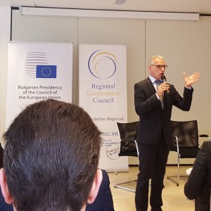 Introductory remarks of the RCC Secretary General Goran Svilanovic at the Conference ‘The Western Balkans’ European Perspective through Growth, Good Governance and Enhanced Cooperation’ in Brussels, 25 April 2018 (Photo: RCC/Bojana Zoric)