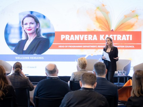 Pranvera Kastrati, Head of RCC's Programme Department opened the third annual Regional Butterfly Innovation Forum in Podgorica on 26 November 2024 (Photo: RCC/Danilo Papic)