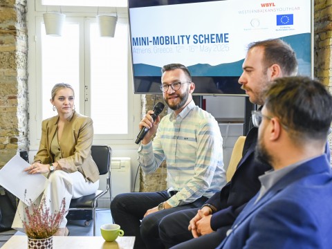 Ognjen Markovic, Team Leder of the RCC's WBYL project speaking at the Mini-Mobility Scheme held in Athens in May 2025 (Photo: Giorgos Petrou)