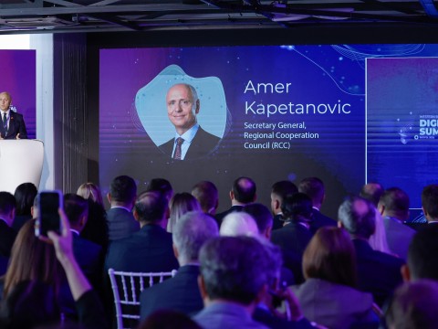 RCC Secretary General Amer Kapetanovic opening the 7th Western Balkans Digital Summit in Skopje on 2 October 2025 (Photo: RCC/Ognen Acevski)