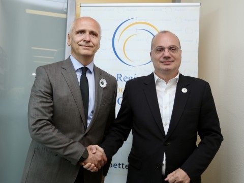 RCC Secretary General Amer Kapetanovic hosted Minister for Europe and Foreign Affairs of Albania, Igli Hasani at RCC Headquarters on 10 July 2025 in Sarajevo (Photo: RCC/Jasmin Sakovic)