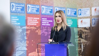 European University of Tirana awarded RCC Secretary General Majlinda Bregu for her contribution to regional cooperation and EU integration (Photo: RCC/Henri Koci)