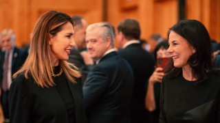 RCC Secretary General Majlinda Bregu with German Foreign Minister, Annalena Baerbock at the meeting of Ministers of Foreign Affairs of the Berlin Process on 1 October 2024 in Berlin (Photo: RCC/Elmas Libohova)